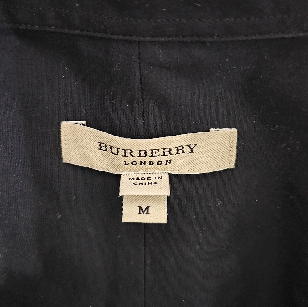 Burberry London Black Nova Check Button Down Shirt M Cotton Stretch Designer - Picture 5 of 9